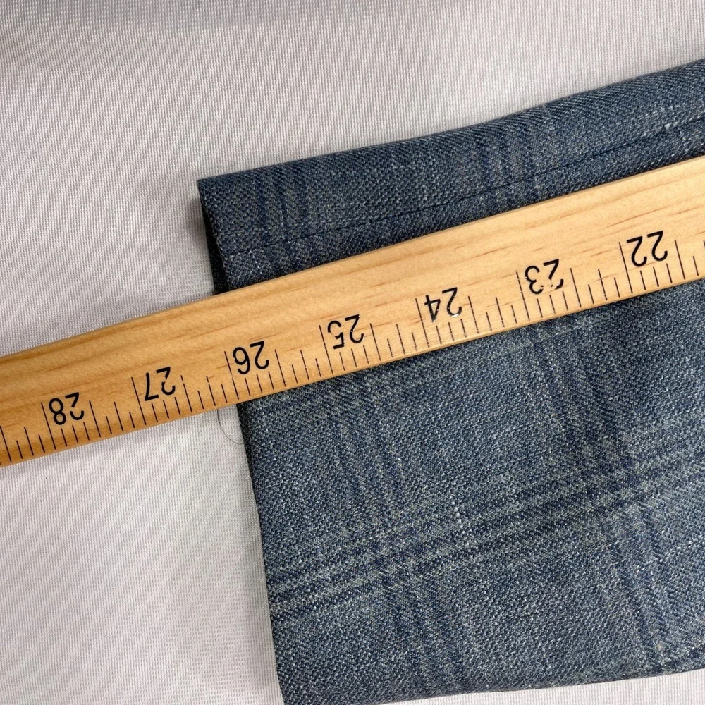 Ralph Lauren Sport Coat Wool Silk Linen Plaid Blue Mens 42L